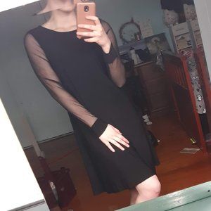 Black Knee Length Sheer Dress